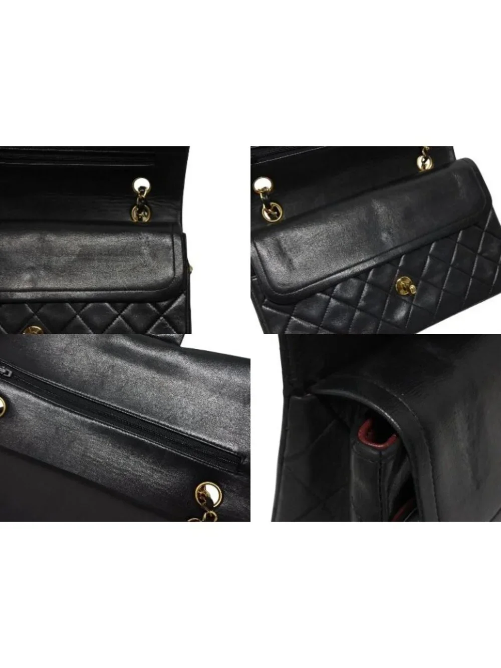 Chanel Quilted 25 Double Flap Chain Shoulder Bag CC Logo Lambskin Gold